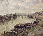 Camille Pissarro The Stone bridge and barges at Rouen Spain oil painting artist